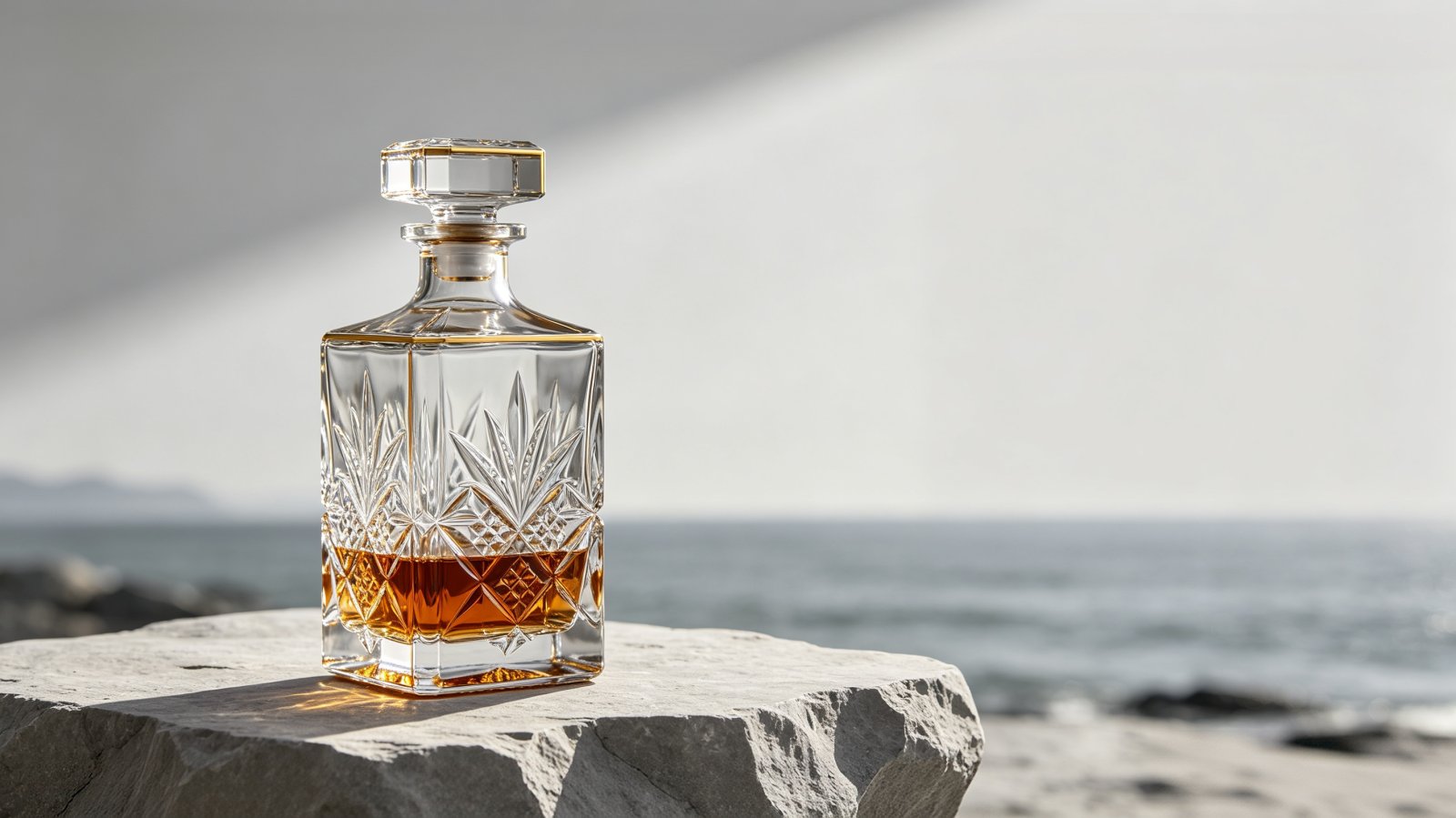 Limited-edition custom gin bottle with deep wave embossing and matte coating