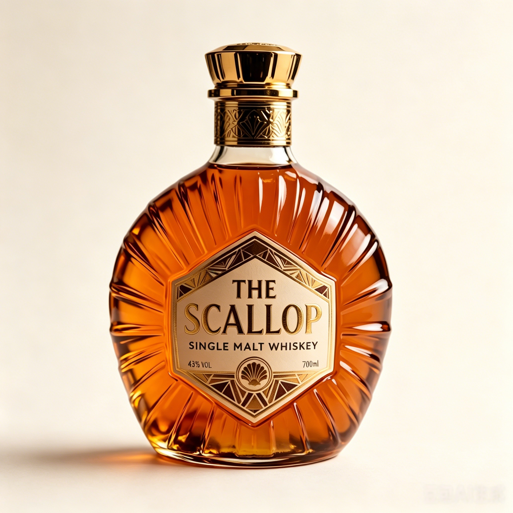 European Single Malt Brand . Scallop-Inspired Luxury Bottle