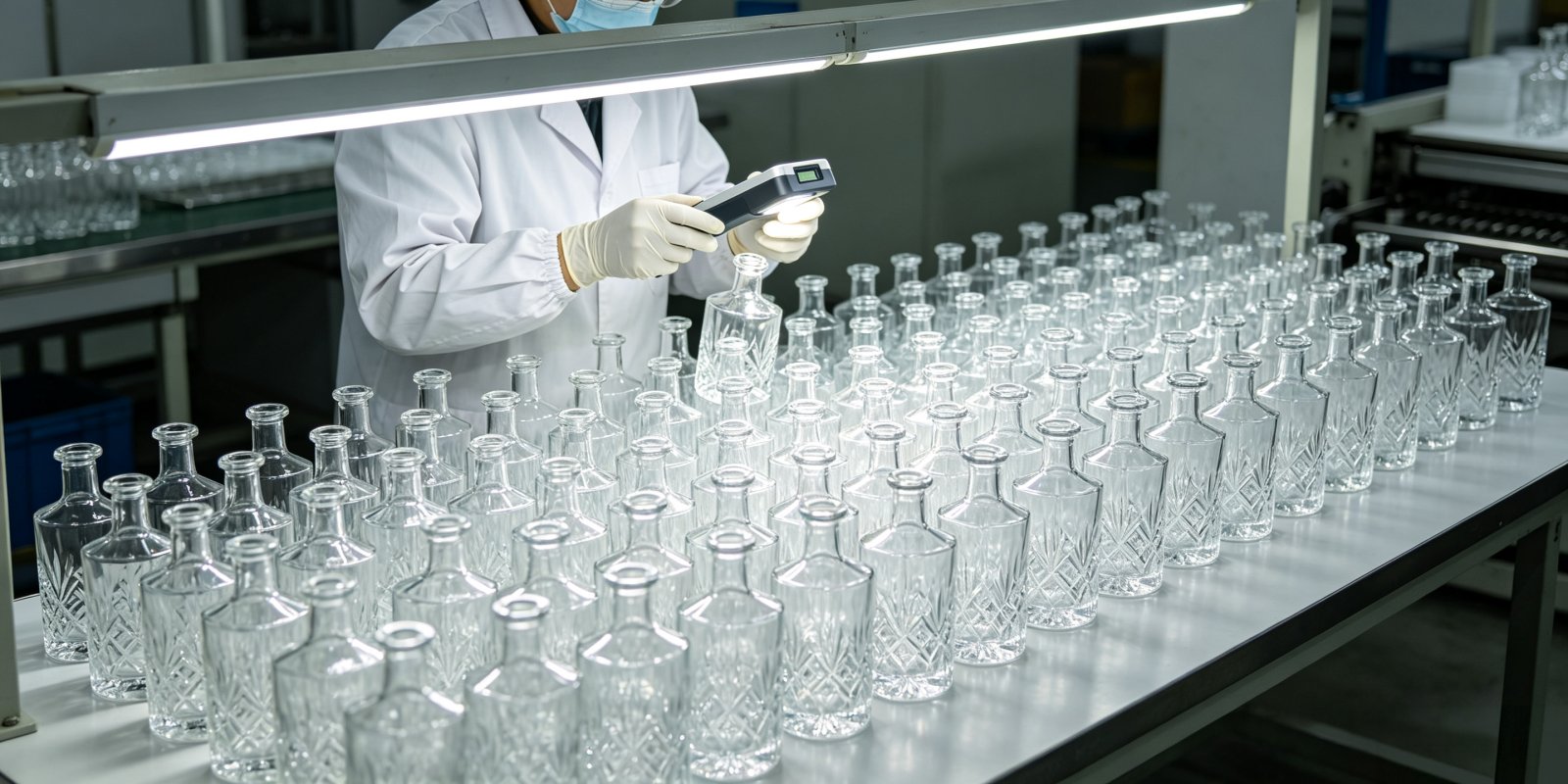 500-unit trial batch inspection for custom gin bottle — dimensional and coating adhesion test