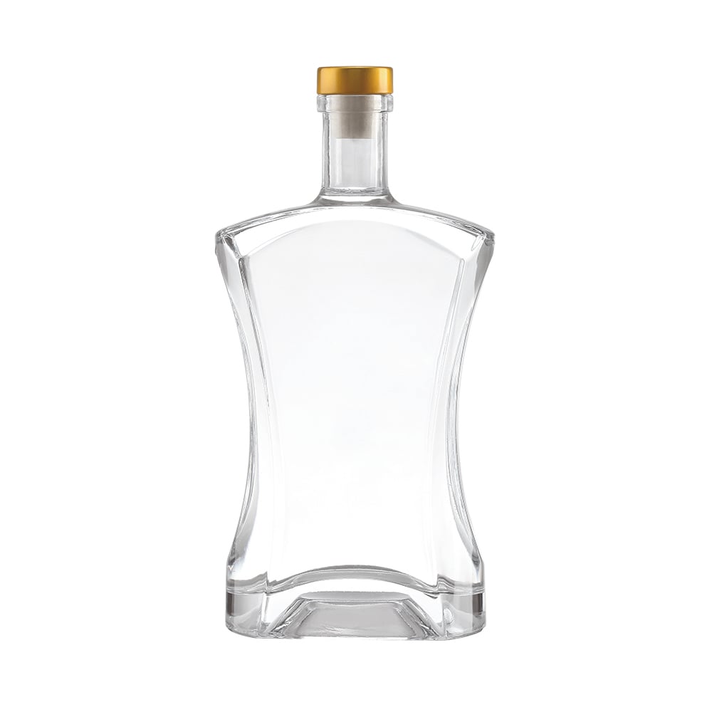 Crystal White Glass Liquor Bottles, Empty Spirit Bottles 700ml & 750ml. Suitable for brandy, rum, whisky, vodka, tequila and other spirits. Customizable with frosting, colored coating and decal printing. Equipped with cork stoppers.