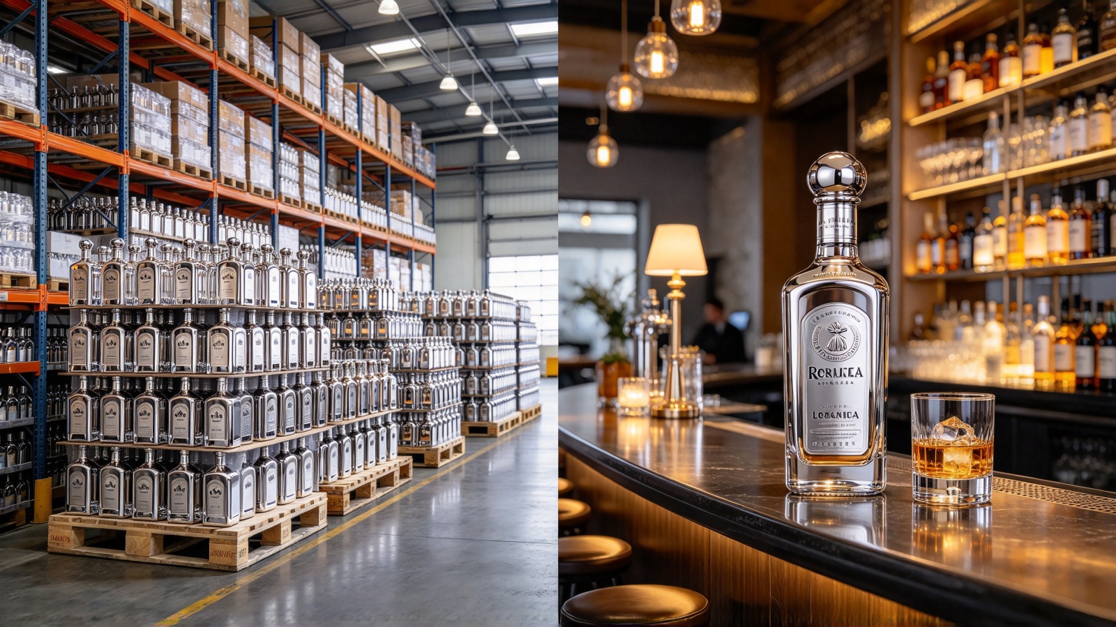 Finished electroplated tequila bottles — 20,000 units delivered for Cinco de Mayo launch