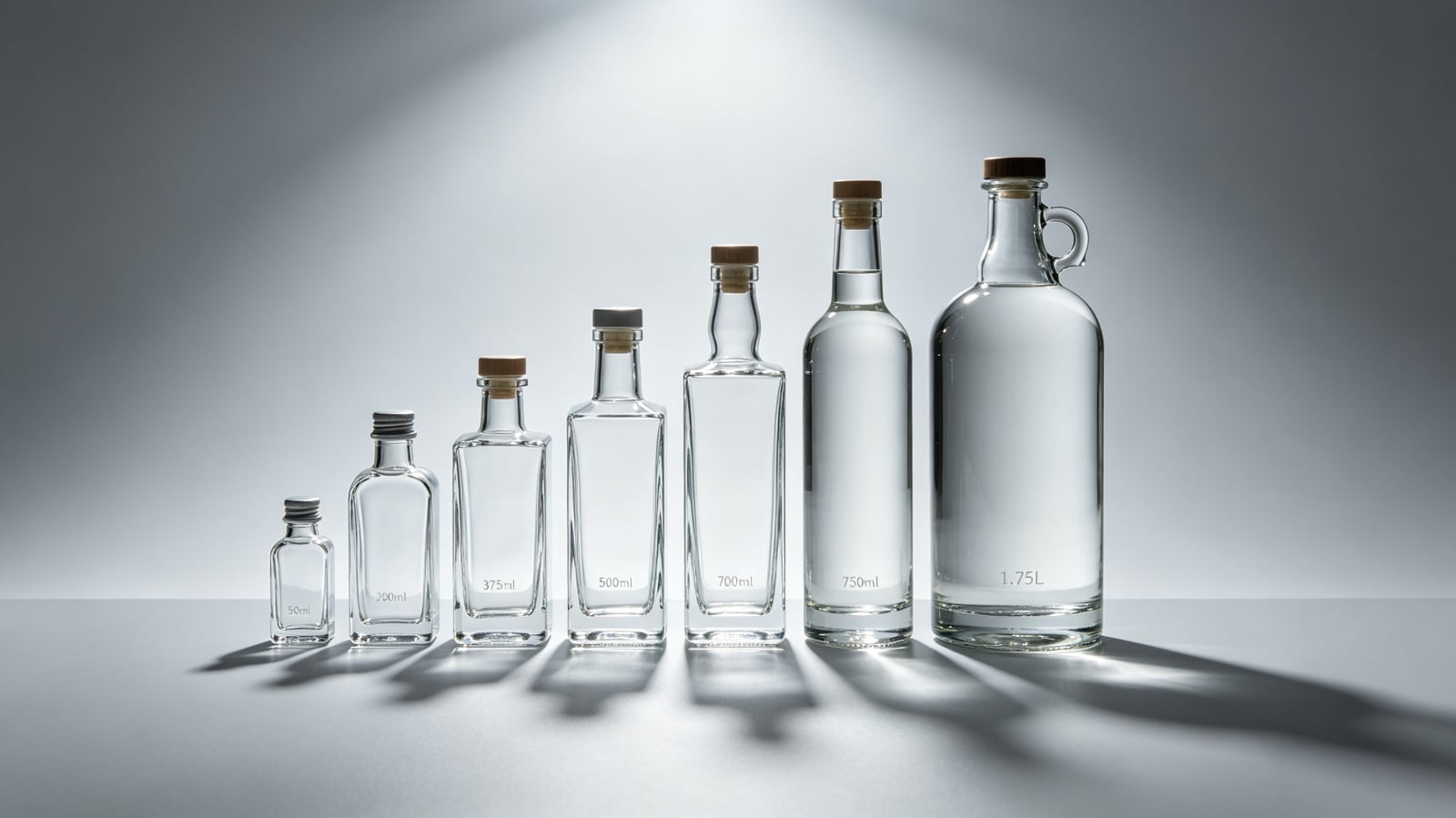 Størrelser på spiritusflasker: En komplet B2B-indkøbsvejledning fra 50 ml-miniflasker til 1,75 L-flasker med håndtag