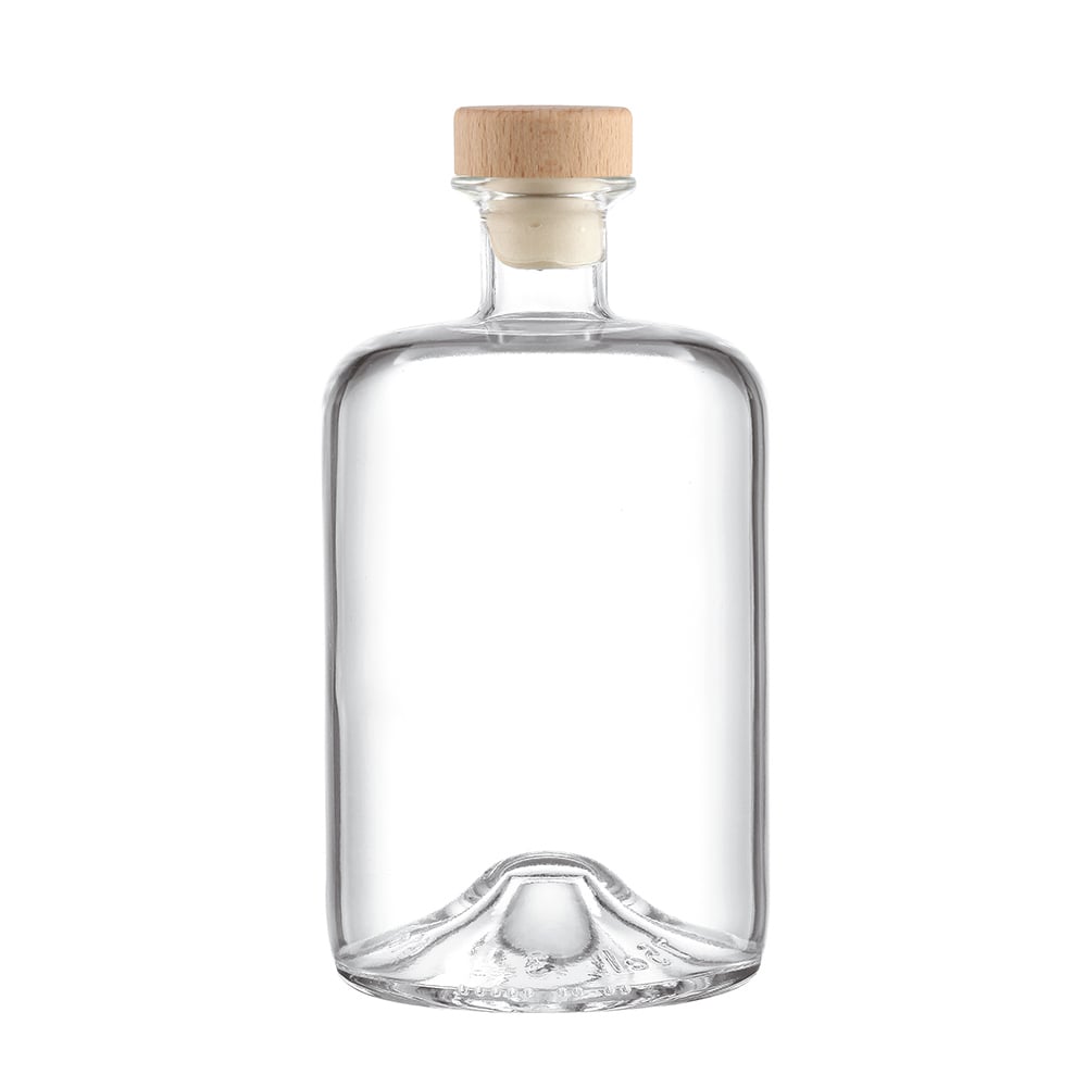 Premium crystal clear glass liquor bottles, 700ml & 750ml, ideal for brandy, rum, tequila, whisky and other spirits. Equipped with cork stoppers. Customization available: spraying, ceramic decal, screen printing and more.