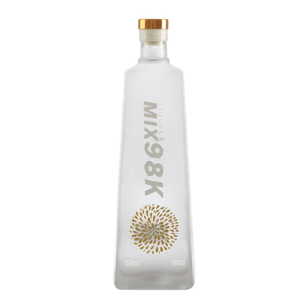 Premium Crystal White Frosted Glass Liquor Bottles, Spirit Bottles 750ml & 700ml. Suitable for Whiskey, Brandy, Rum, Vodka, Tequila and other spirits. Customizable bottles with cork stoppers.
