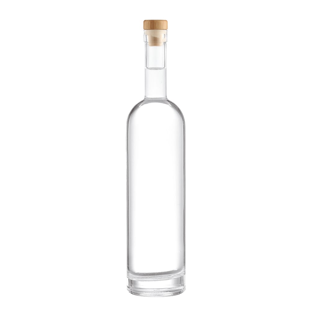 Factory direct sales of high-end, premium crystal white glass bottles. Classic and simple design with rounded shoulders, straight body, and thickened bottom. Suitable for spirits, empty bottles (500ml, 700ml/750ml), brandy, rum, tequila, whiskey, liqueurs