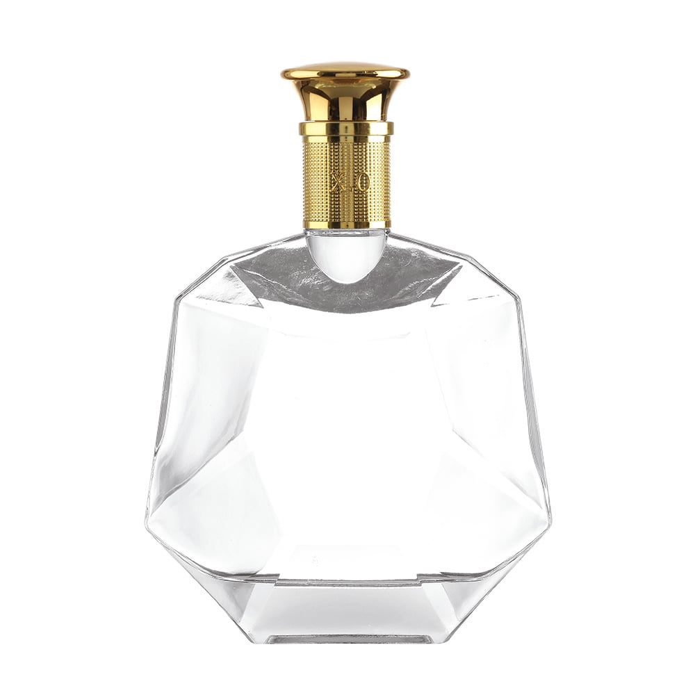 High-end crystal clear glass liquor bottles, empty liquor bottles, 750 ml/700 ml, suitable for whiskey, vodka, tequila, rum, brandy, etc., with matching custom stoppers. Supports customization processes such as hot stamping and labeling.