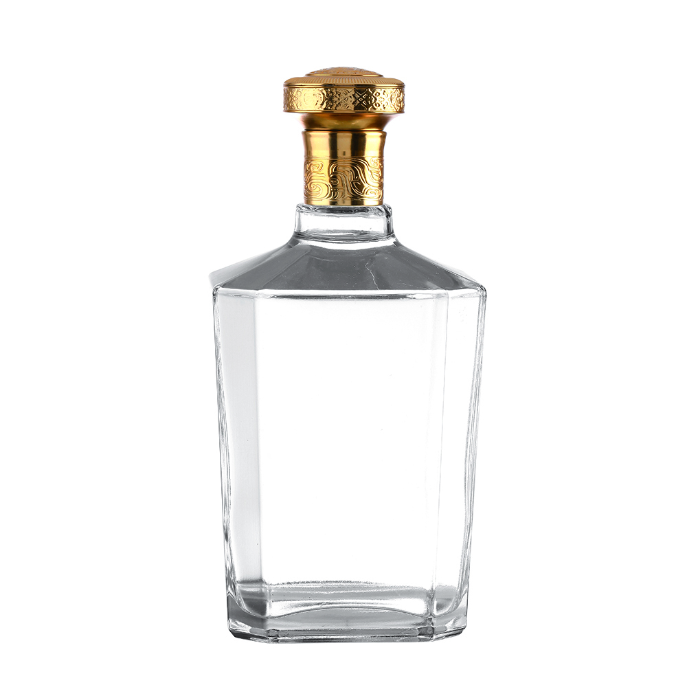Premium crystal white glass liquor bottles, available in 700ml and 750ml, suitable for whisky, vodka, tequila, rum, brandy and other spirits. Support hot stamping, labeling and other crafts, with customizable bottle caps.