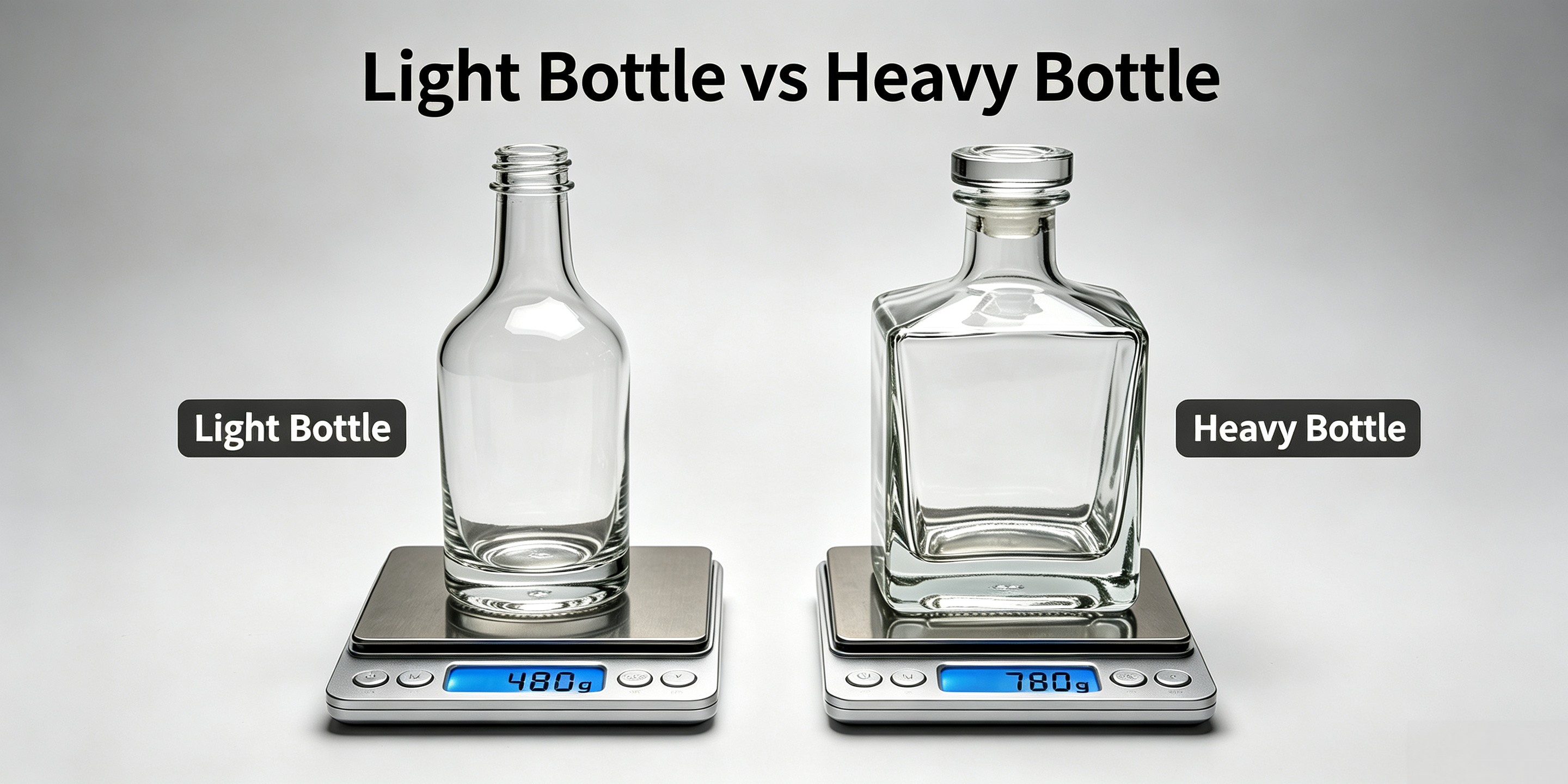Lightweight vs heavyweight whiskey bottle comparison