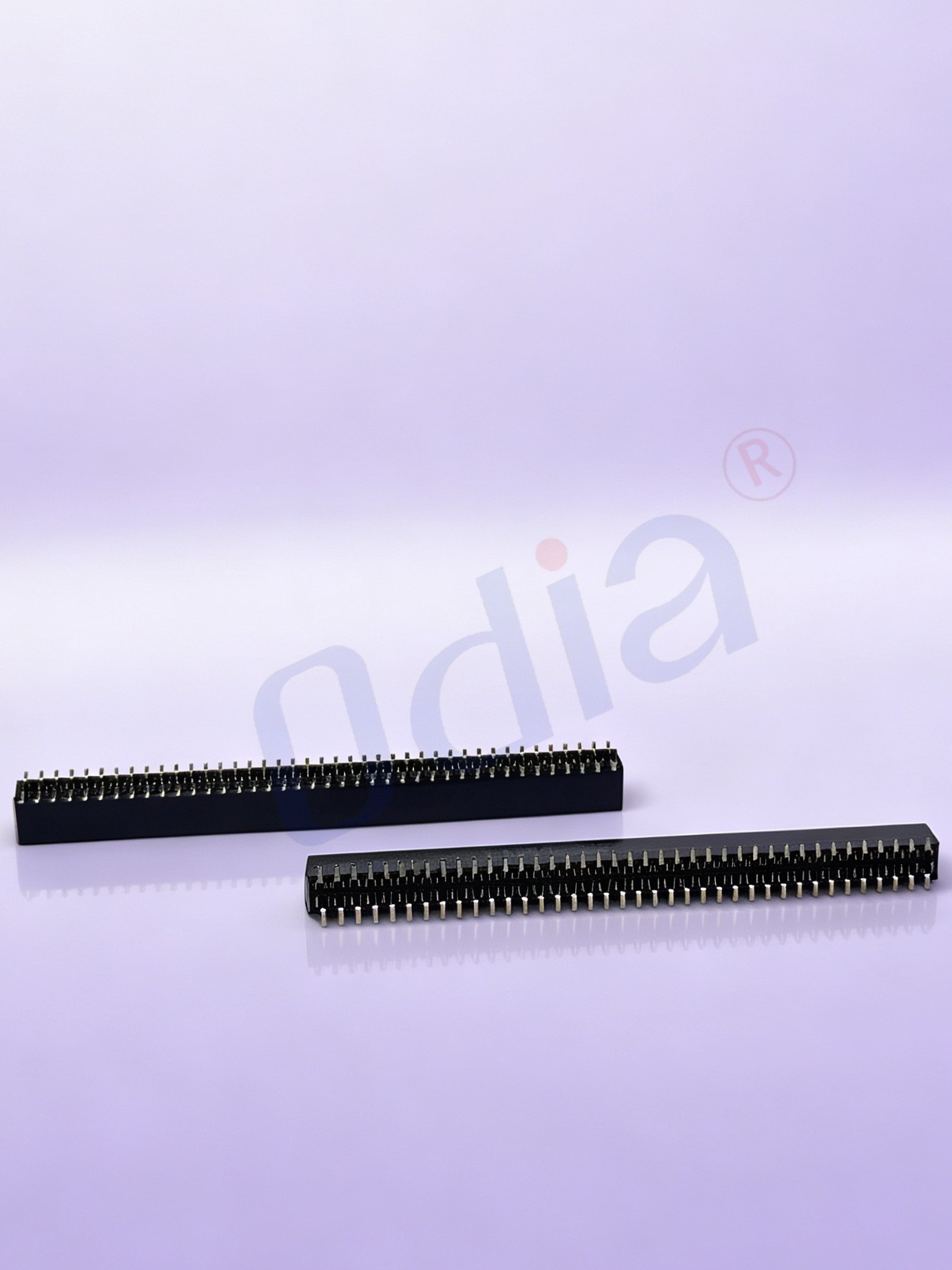1,27 × 4,3 mm dvouřadý 2 × 40P zásuvný konektor se čtvercovými otvory, typ SMT, šířka = 4,8 mm, pouzdro z PA6T, povlak zlata / cínu nad podvrstvou niklu tloušťky 50 μ