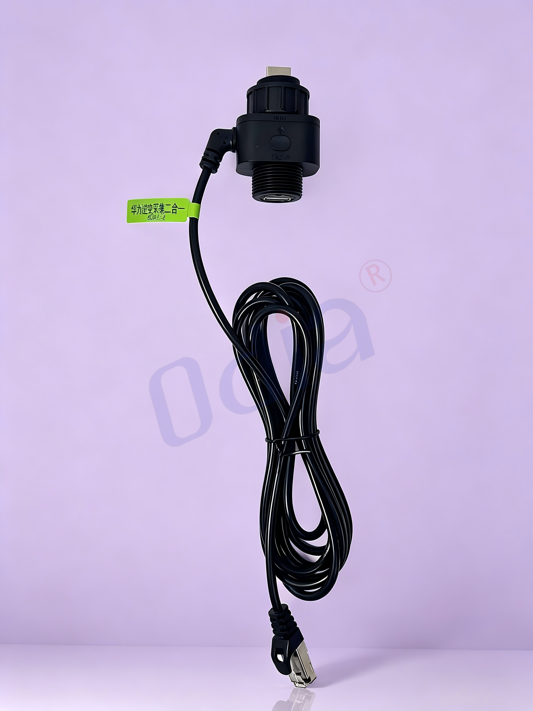 Huawei inverter acquisition all-in-one unit, fitted with male and female Huawei USB connectors on one end and a JD8P network port on (1).png