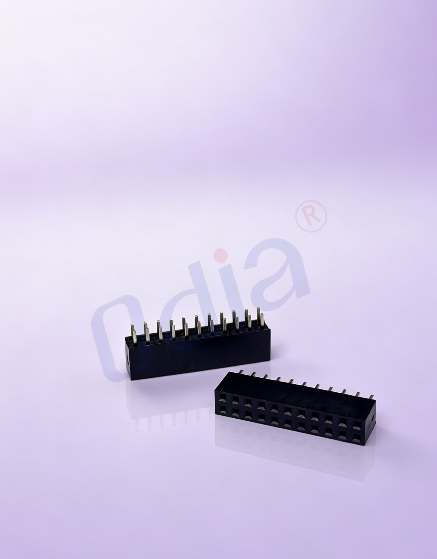 2,54 × 7,1 mm, dvouřadý přímý zásuvný konektor s čtvercovým tělem pro průchod deskou, 2 × 11 kontaktů, přímý typ DIP, tloušťka desky (PC) = 3,2 mm, pouzdro z PA6T, povlakov zlata / cínu na podvrstvě niklu o tloušťce 50 μm