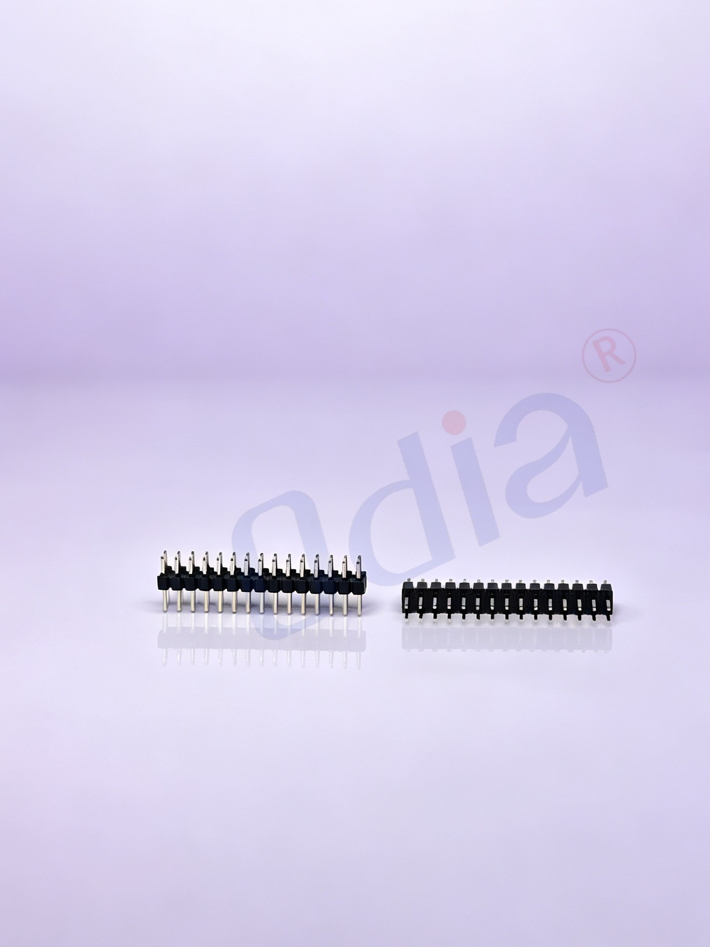 Přímý kolík s čtvercovým otvorem, 2,0 × 2,0 mm, dvojřadový, 2 × 15P, jednoduchý plastový izolátor, orientace 180°