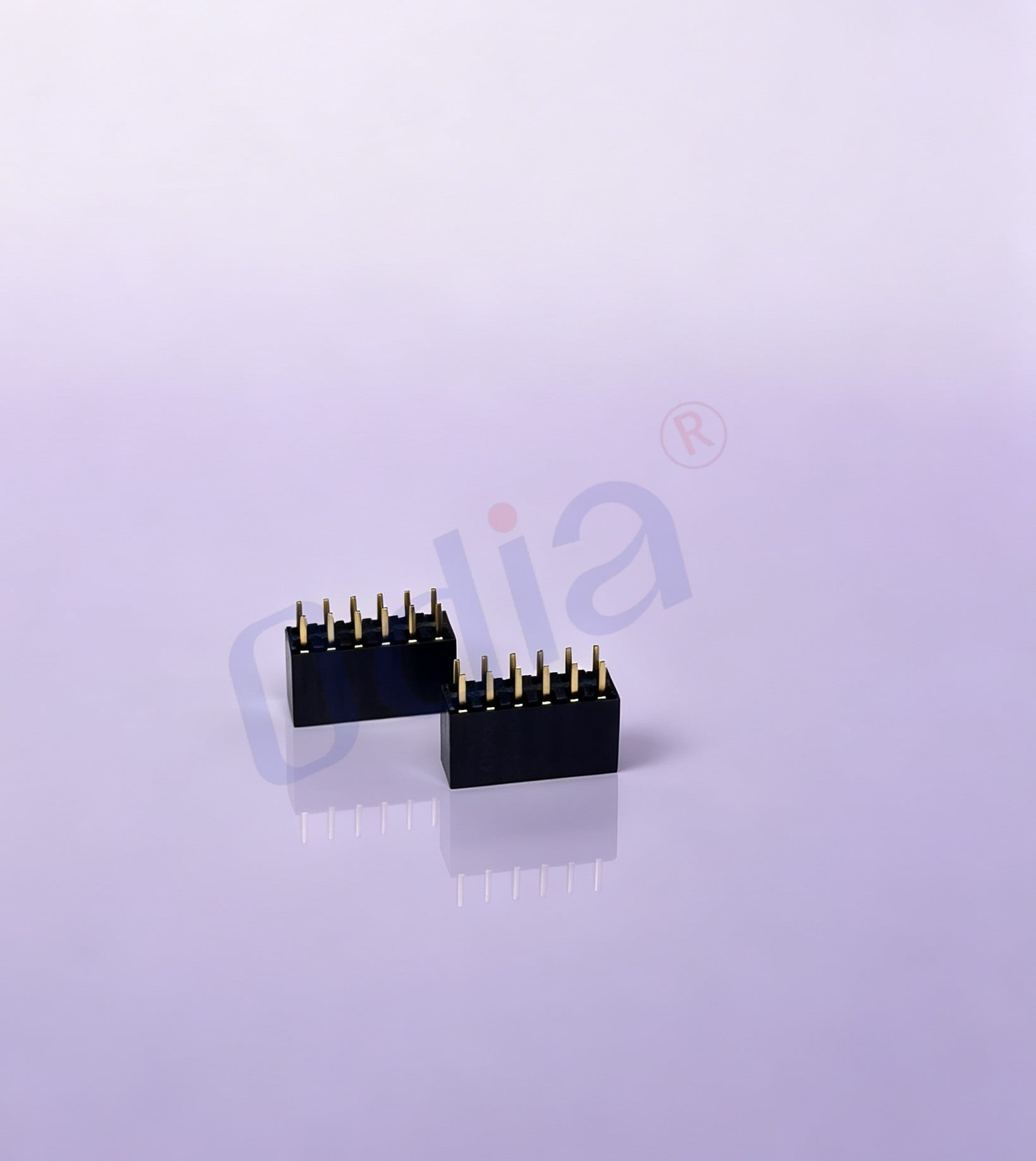 2,54 × 8,5 mm, dvouřadá přímá průchodová zásuvka se čtvercovým otvorem, 2 × 6 pólů, přímý DIP typ, tloušťka desky (PC) = 3,0 mm, pouzdro z PA9T, povlak zlata / cínu na niklové podvrstvě o tloušťce 50 μ