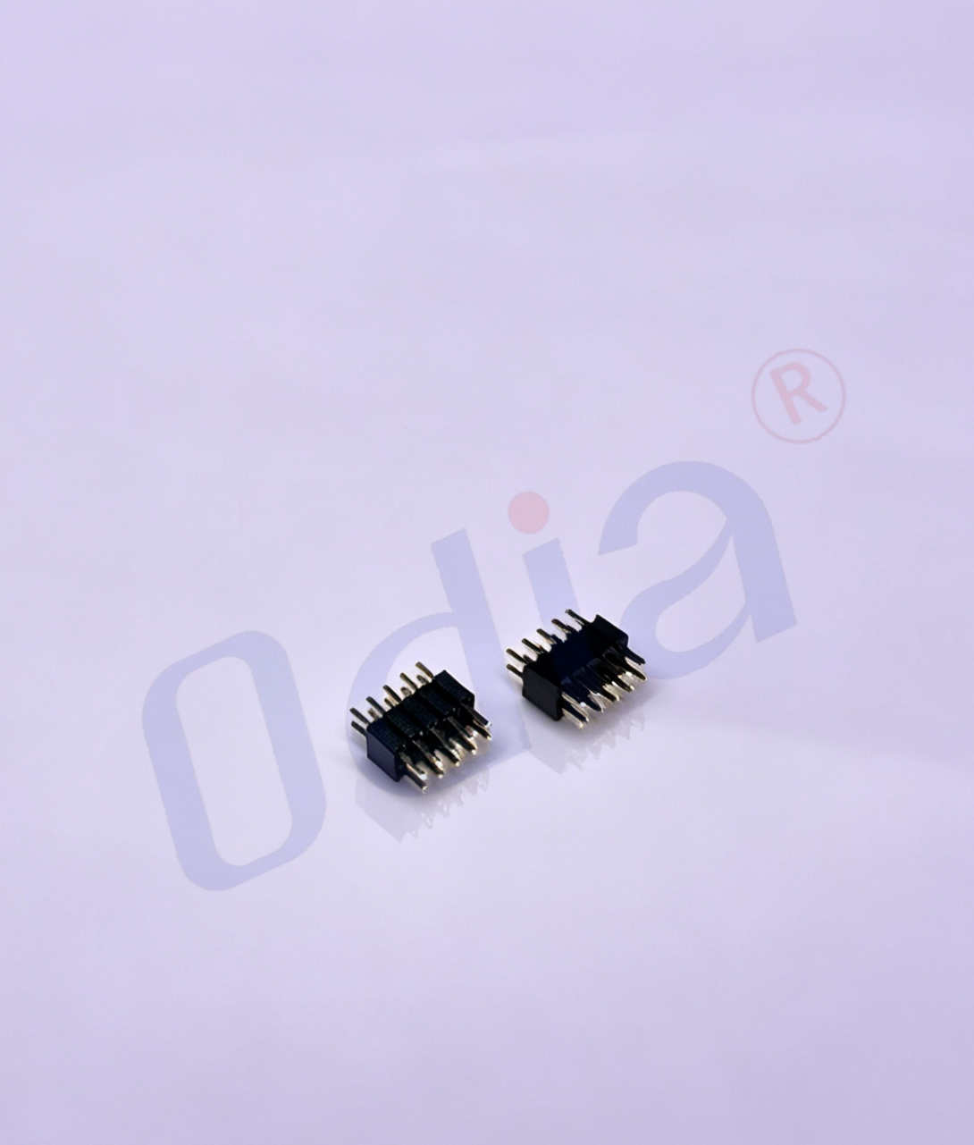 Přímý kolík se čtvercovým otvorem, 1,27 × 2,5 mm, dvojnásobná řada 2 × 5P, jednoduchý plastový izolátor, orientace 180°