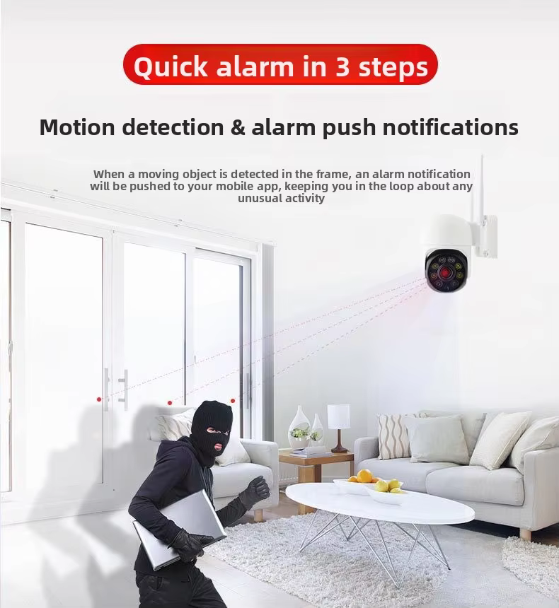 2MP Wireless Plug-in Ball Camera Outdoor Waterproof 360-degree Panoramic PTZ Network WiFi CCTV Camera Memory Card factory