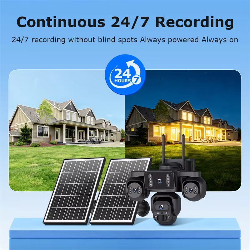 New AOV Four-Eye Solar-Powered HD Four-View 20MP Outdoor Night-Vision Camera Alarm Voice Intercom