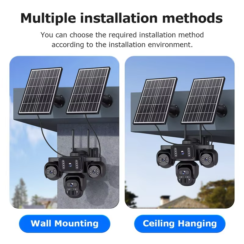 New AOV Four-Eye Solar-Powered HD Four-View 20MP Outdoor Night-Vision Camera Alarm Voice Intercom