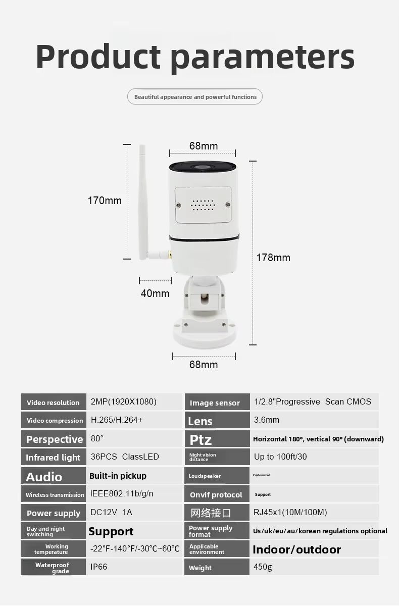 5MP Wireless Outdoor PTZ Security Camera with Infrared Night Vision Smart Home CCTV Monitor factory
