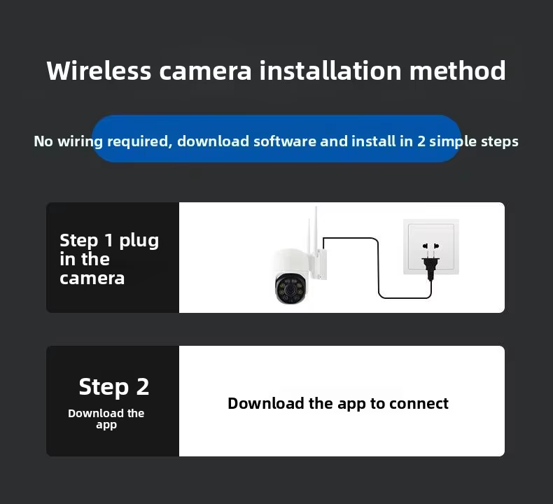 2MP Wireless Plug-in Ball Camera Outdoor Waterproof 360-degree Panoramic PTZ Network WiFi CCTV Camera Memory Card factory