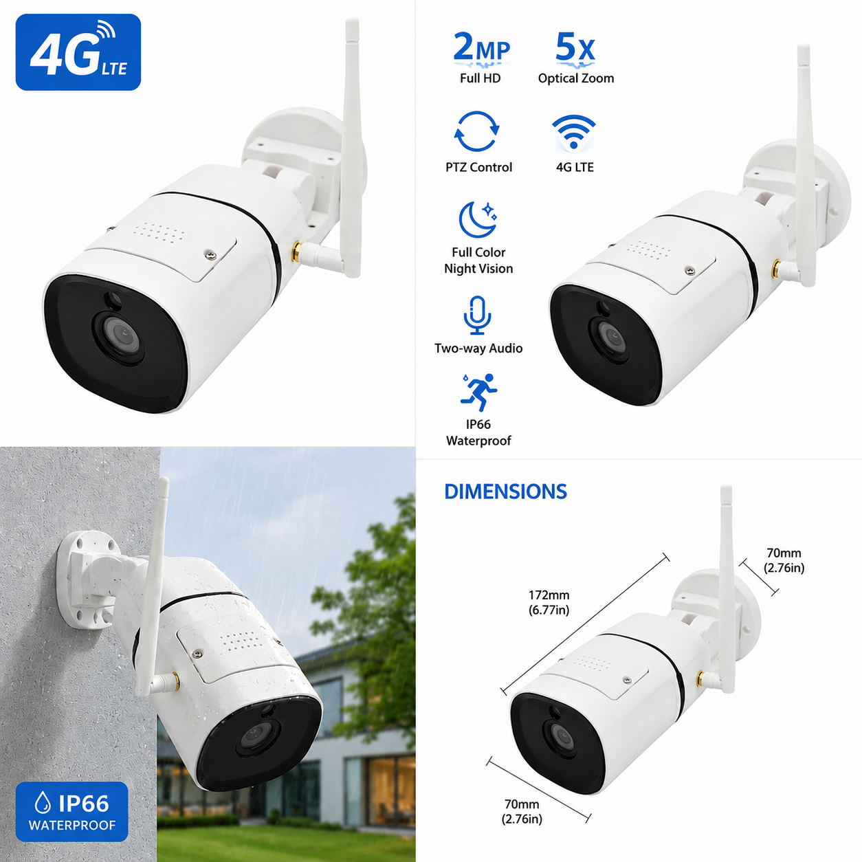 Outdoor Wireless PTZ Security Camera, 5MP WiFi CCTV Camera, IR Night Vision Home Monitor factory