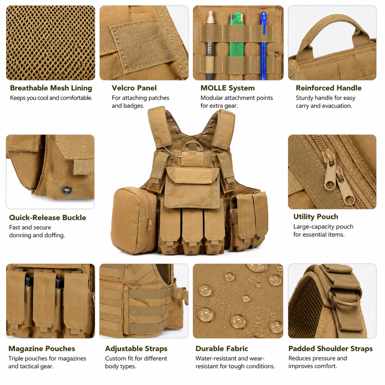 Quick Release Tactical Vest, Outdoor Training Camouflage Protective Vest, Stab-Proof Modular Tactical Vest details