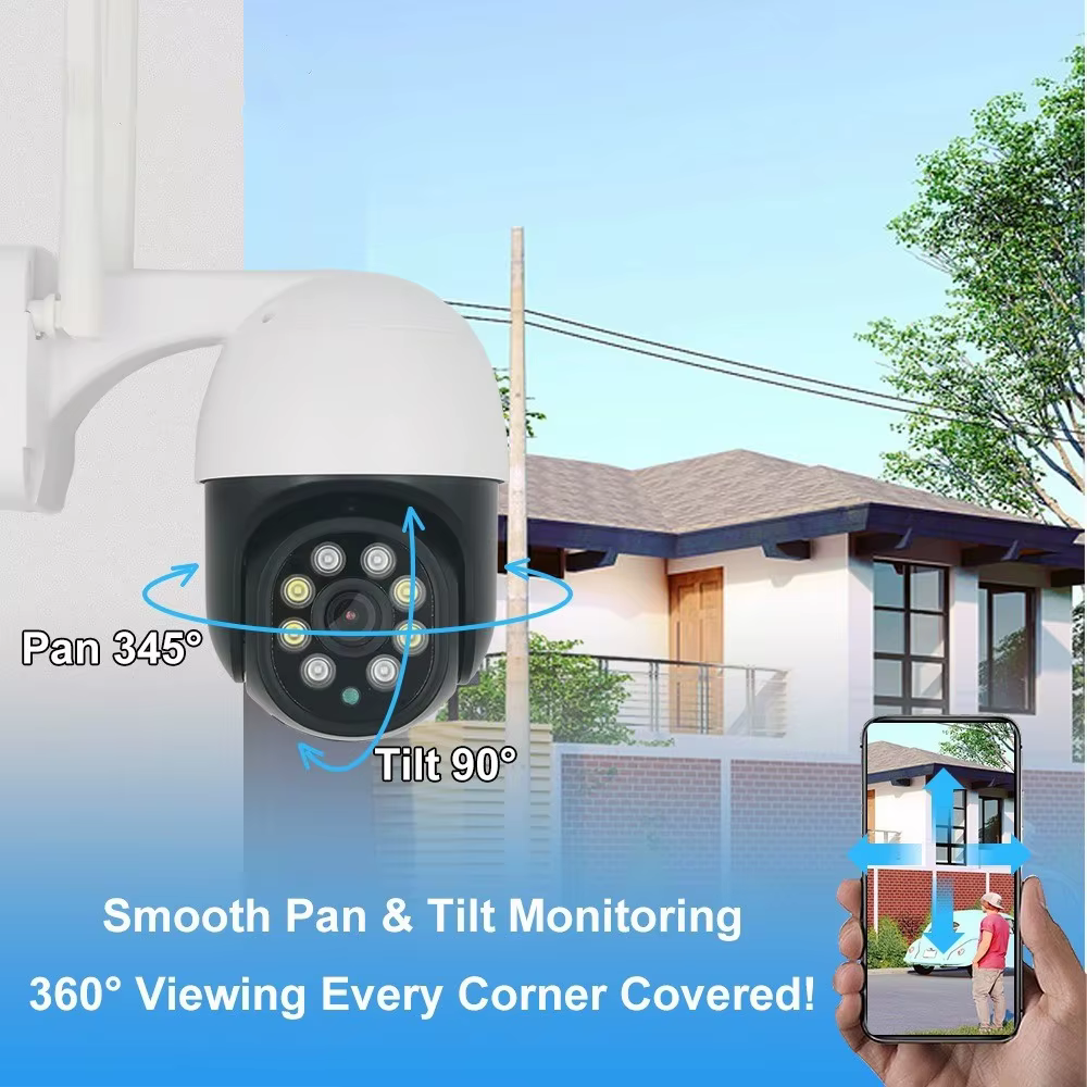 4MP WiFi PTZ Security Camera Outdoor 360 Degree View Wireless IP Camera Smart Color Night Vision Waterproof CCTV Camera manufacture