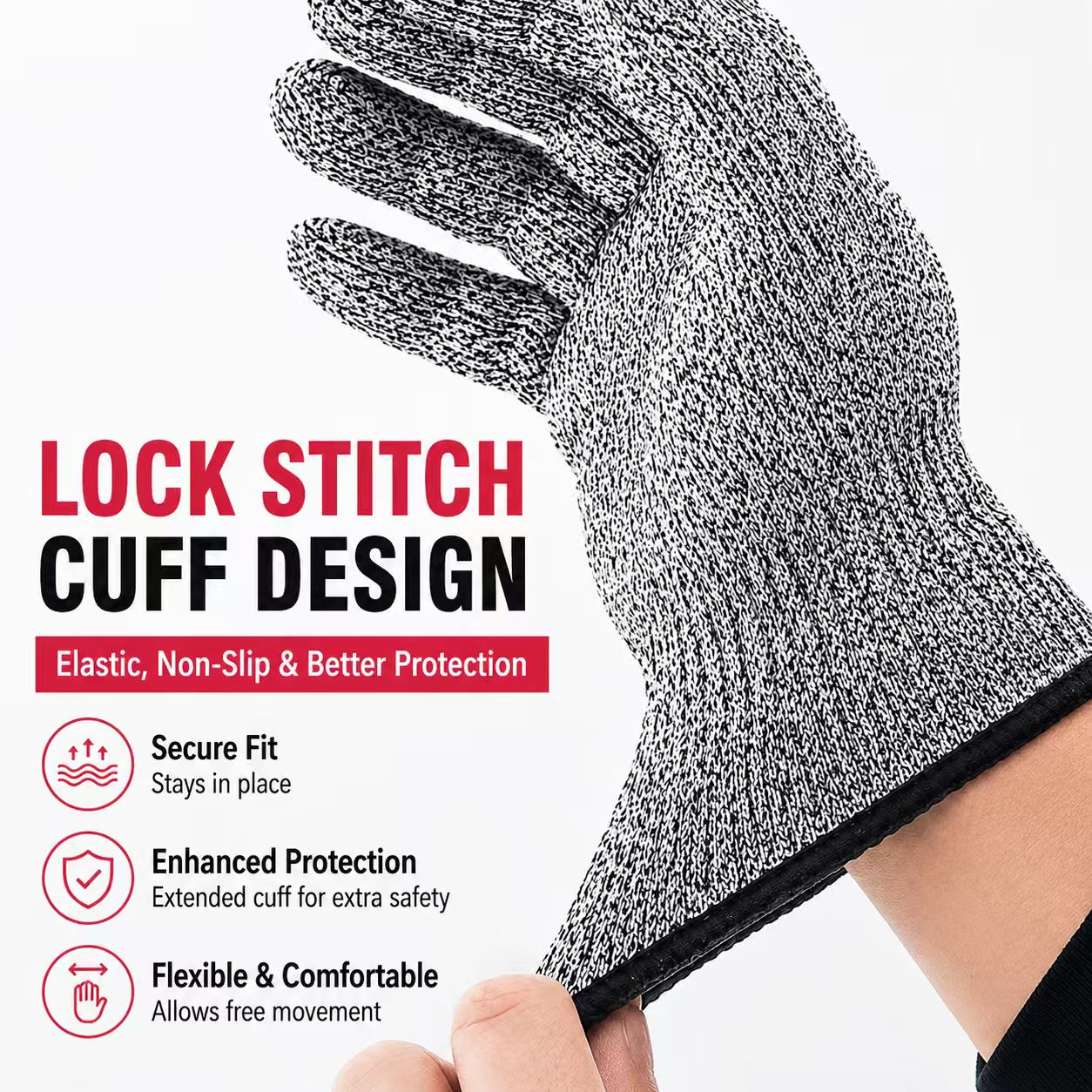 Cut-resistant gloves, suitable for food-grade and kitchen safety, customizable logo, OEM, cheap wholesale, work safety gloves details