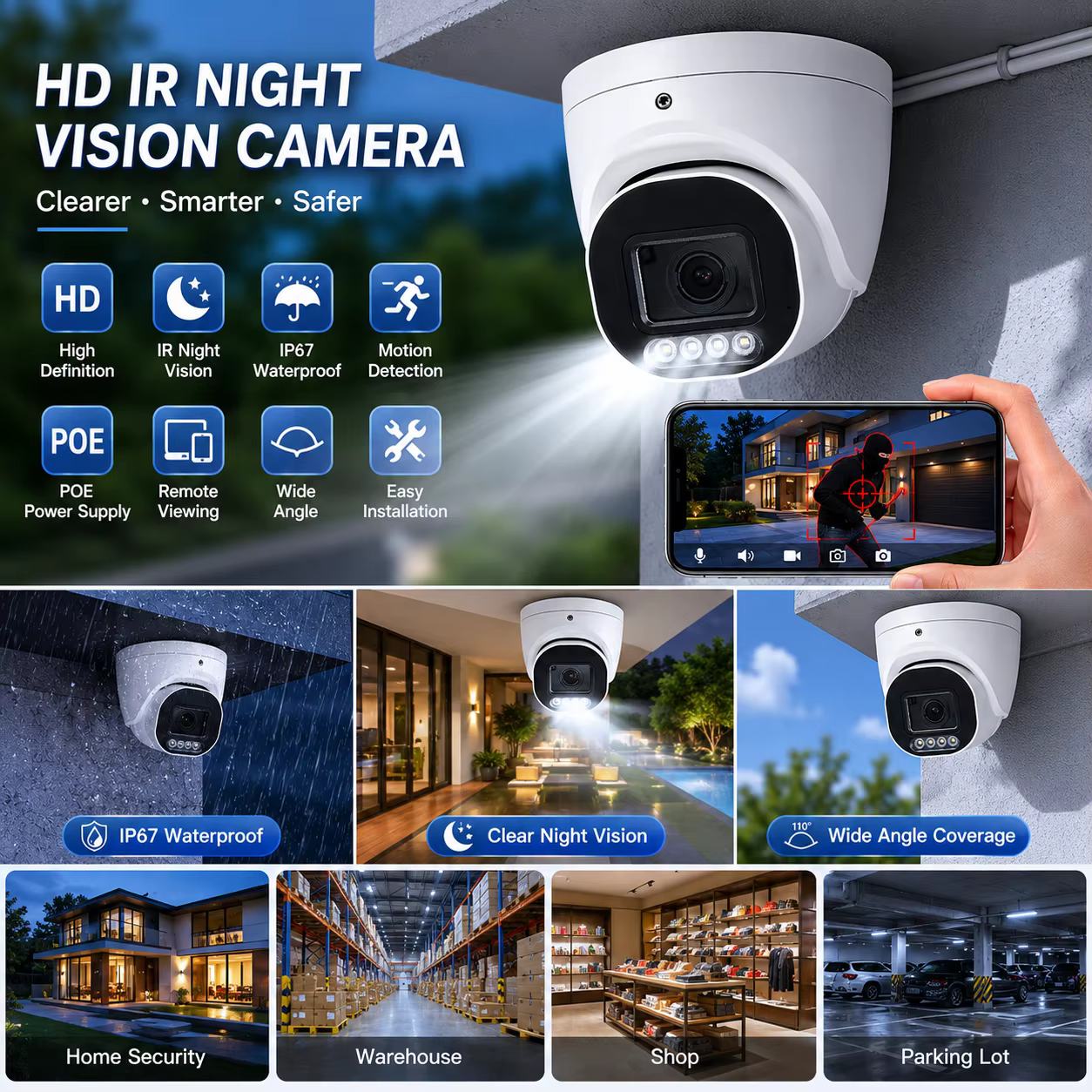 Factory Wholesale POE Powered Dome 4-Megapixel Smart Full-Color Network Camera Voice Intercom Backlight details