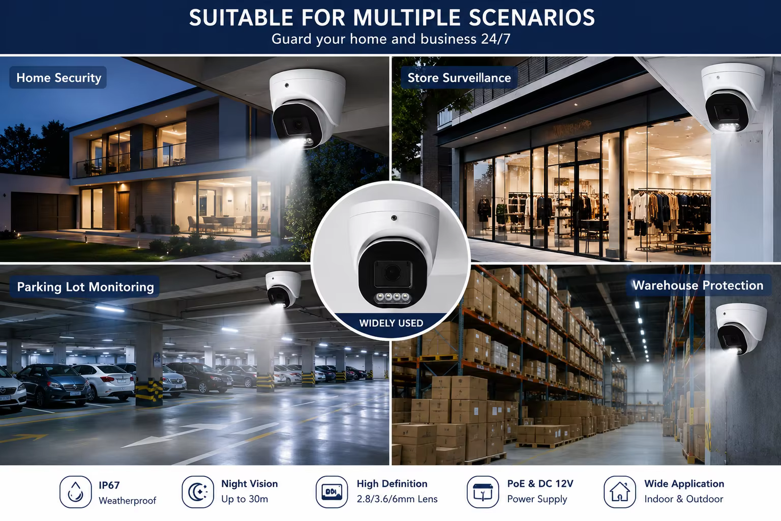 Factory Wholesale POE Powered Dome 4-Megapixel Smart Full-Color Network Camera Voice Intercom Backlight factory