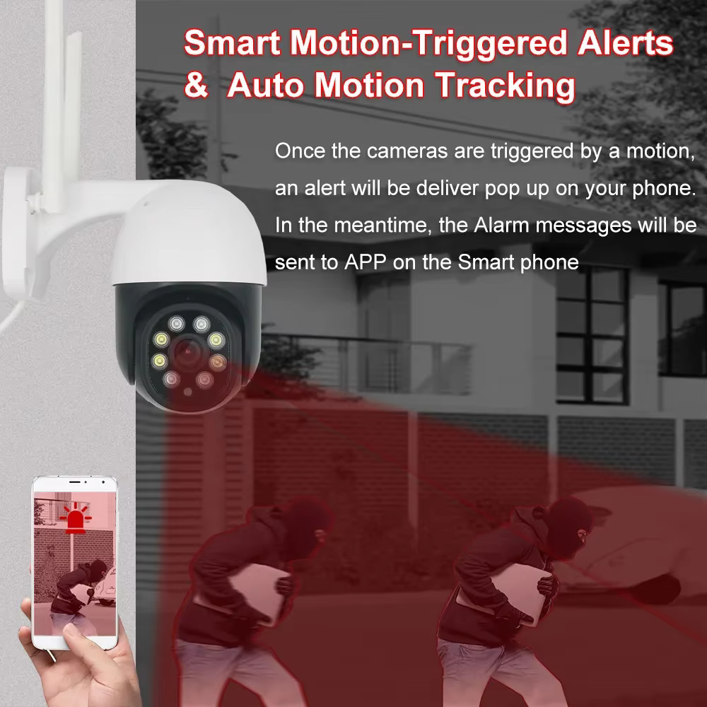 4MP WiFi PTZ Security Camera Outdoor 360 Degree View Wireless IP Camera Smart Color Night Vision Waterproof CCTV Camera factory