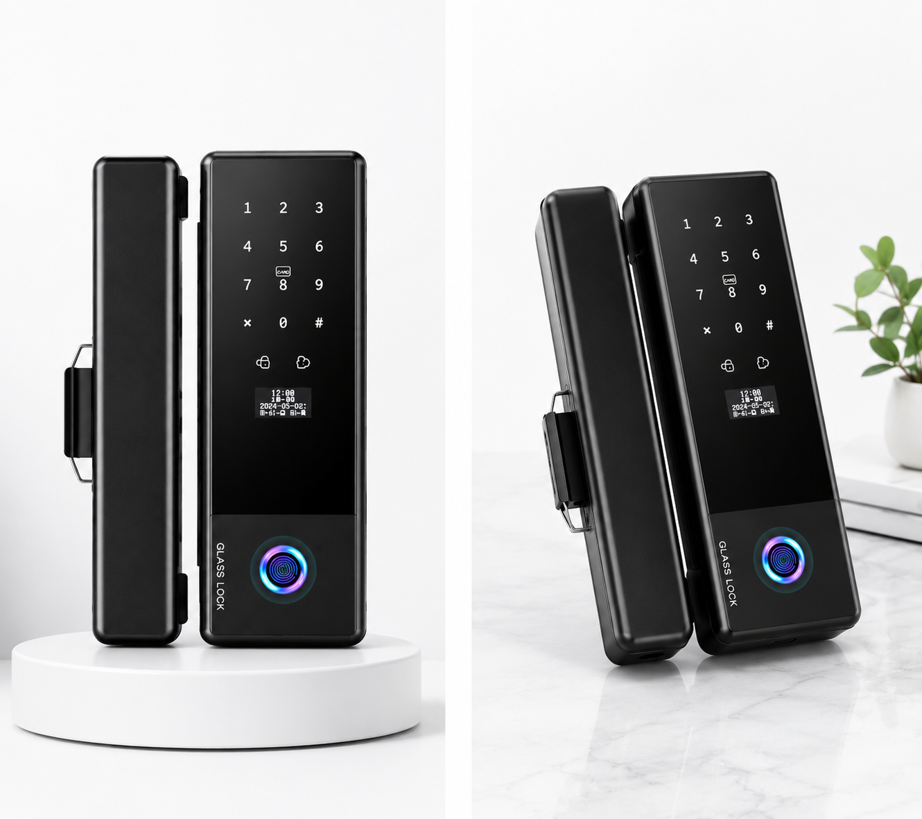 Smart Lock for Frameless Glass Doors — Biometric Fingerprint, Keypad & APP Control | Office Door Lock for Single or Double Glass Doors