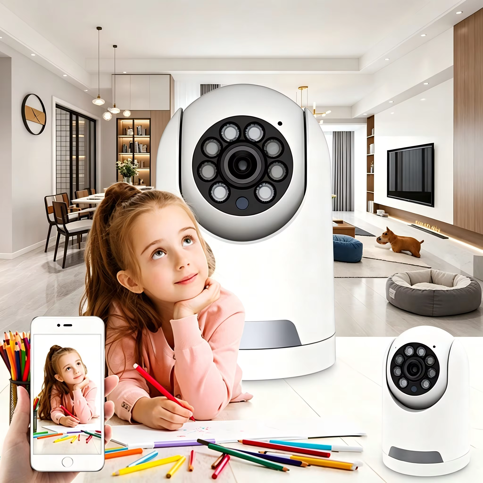 WiFi Dual-Light Security Camera PIR Motion Detection Color Night Vision CMOS 355 Wide Angle Cloud/Micro SD Storage Low details