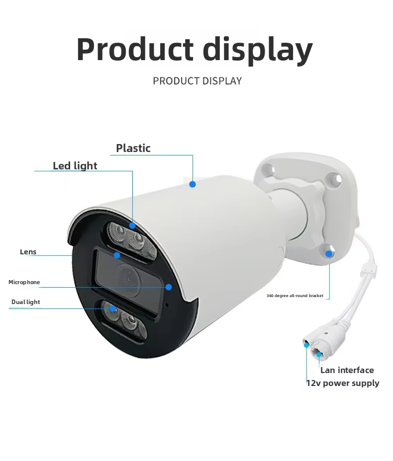 Factory-Customized 8MP 4K Smart Security Camera Outdoor PoE IP 13 Inch IP66 Waterproof Dual-Light Color Night Vision CCTV details