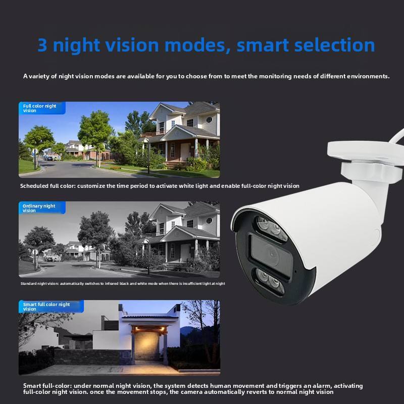 Cámara de seguridad inteligente personalizada en fábrica, 8 MP, 4K, exterior, PoE, IP, 13 pulgadas, resistente al agua IP66, visión nocturna a color con doble iluminación