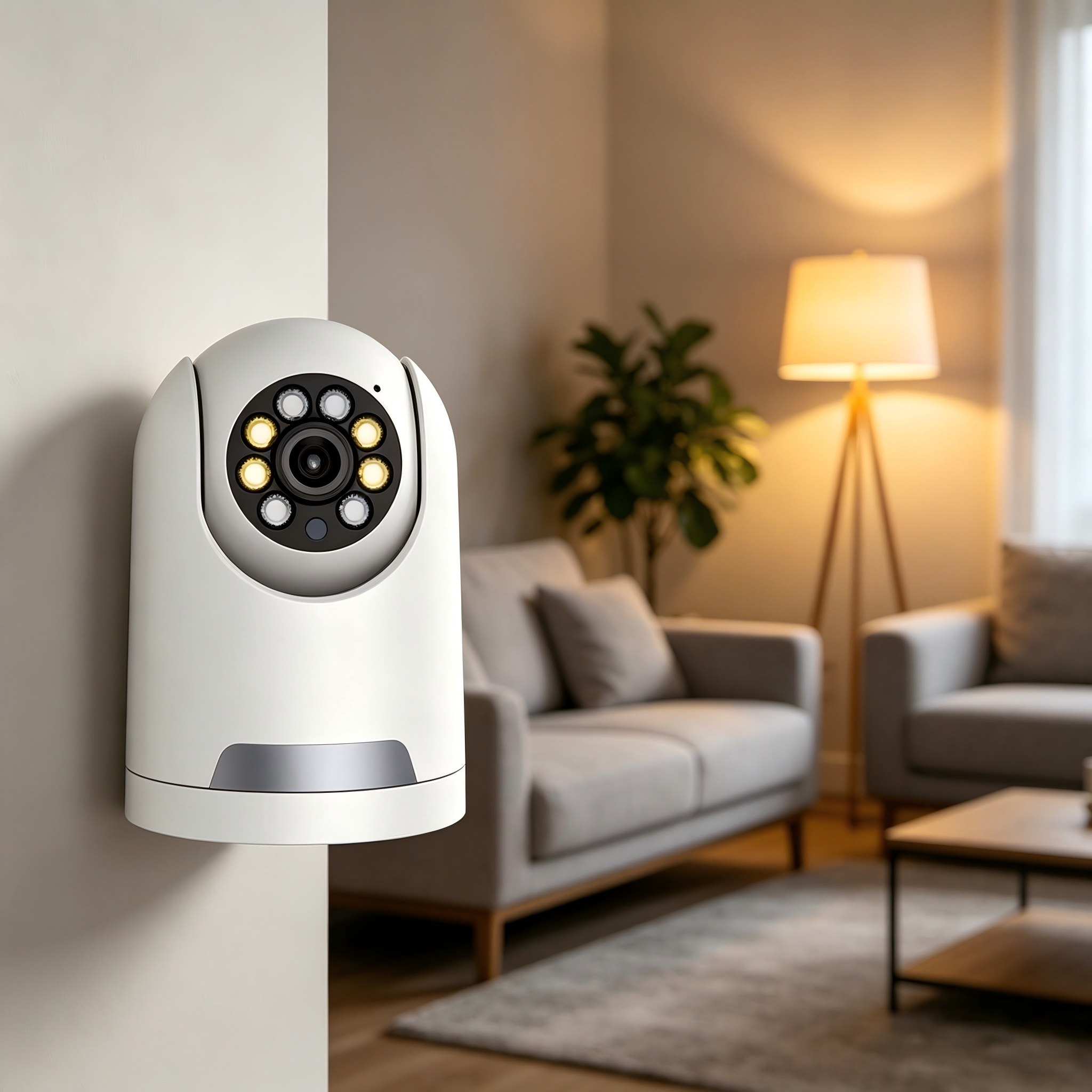Telecamera di sicurezza WiFi con doppia illuminazione, rilevamento del movimento PIR, visione notturna a colori, sensore CMOS, angolo di visione ampio 355°, archiviazione su cloud/microSD, basso consumo