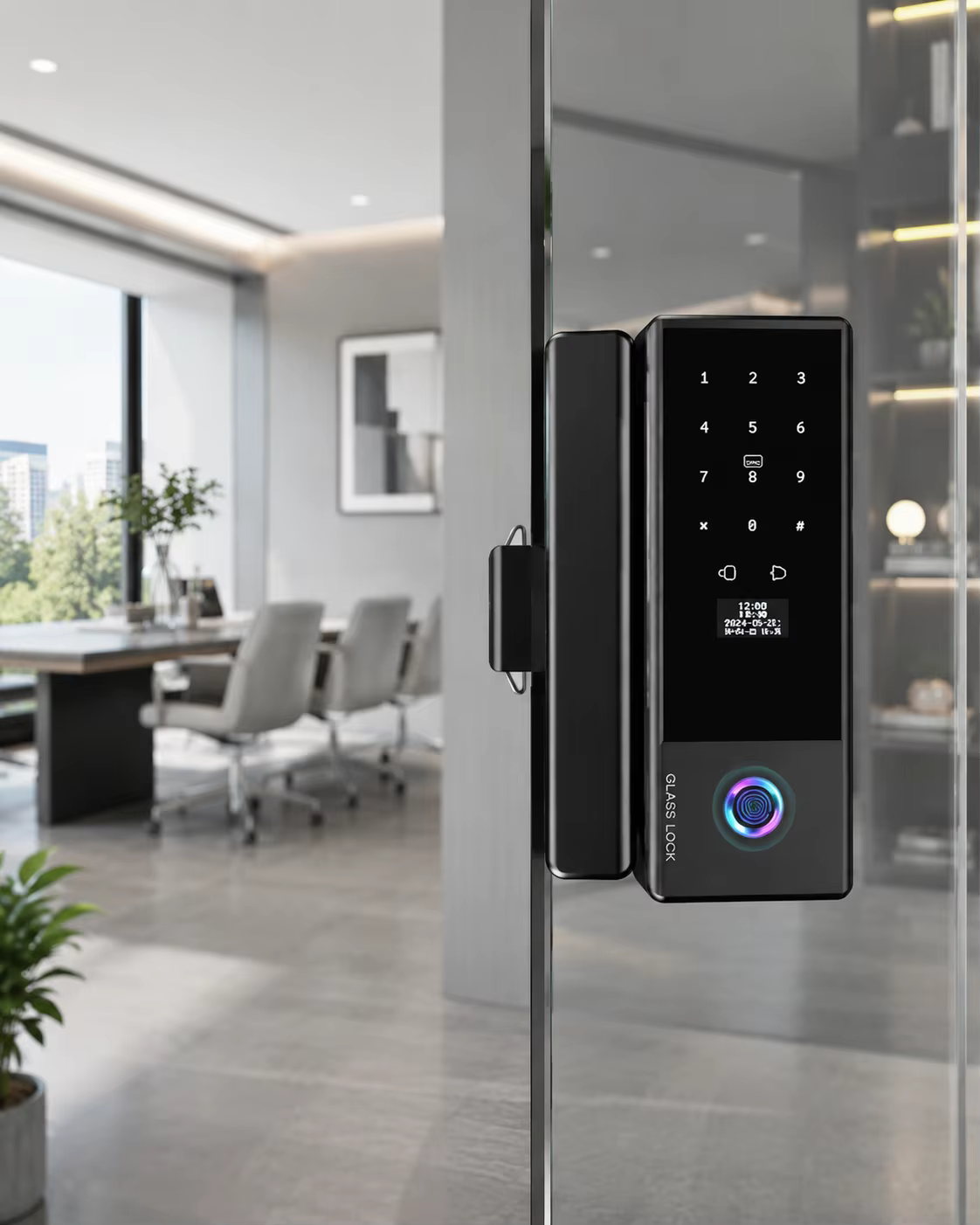 Frameless Glass Door Smart Lock with Fingerprint, Password & APP Control for Office Single/Double Doors factory