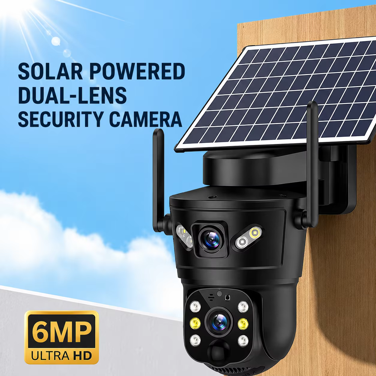 Solar Dual Lens Low Power Security Camera Wireless Outdoor HD Full Color Night Vision AI Motion Detection manufacture