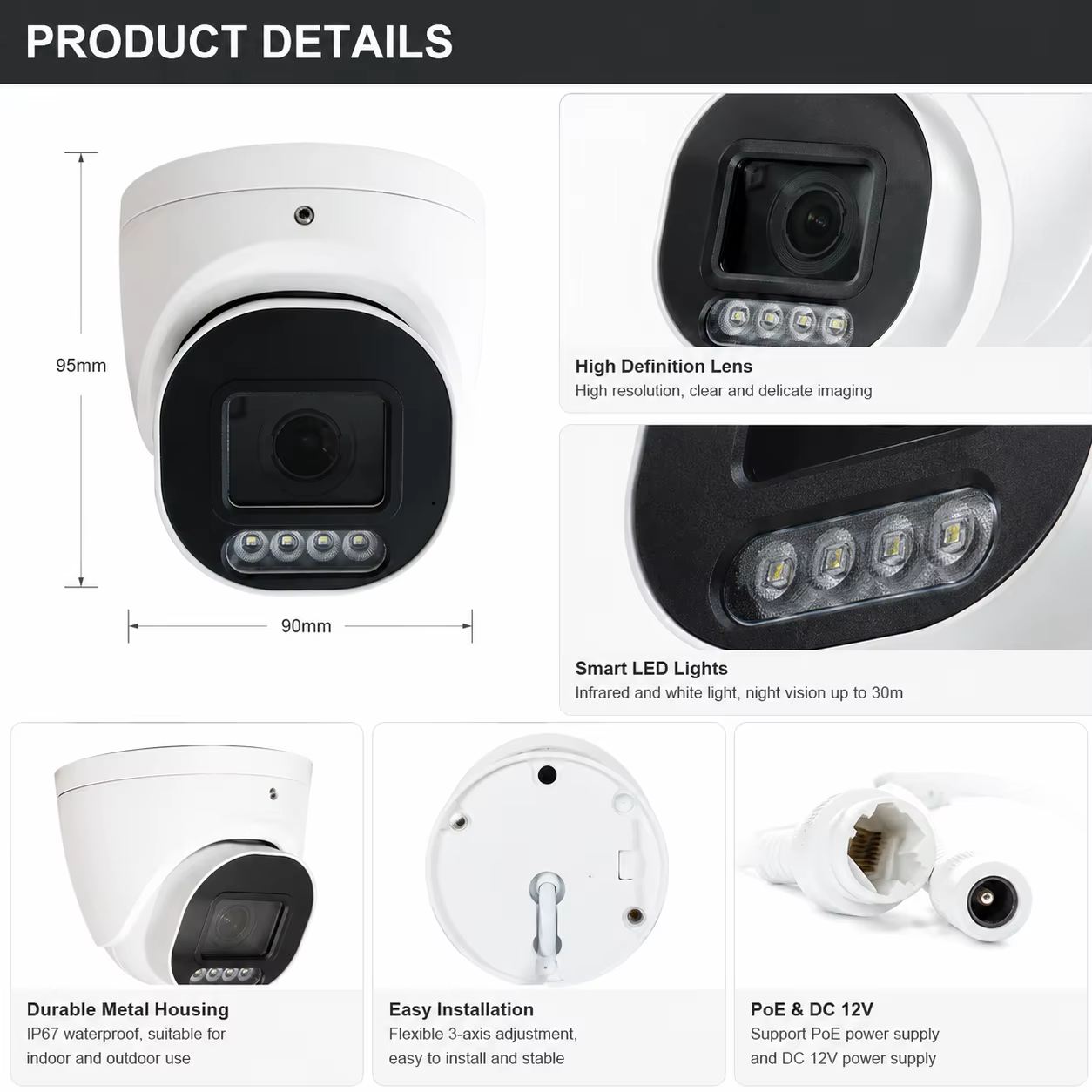 Factory Wholesale POE Powered Dome 4-Megapixel Smart Full-Color Network Camera Voice Intercom Backlight factory