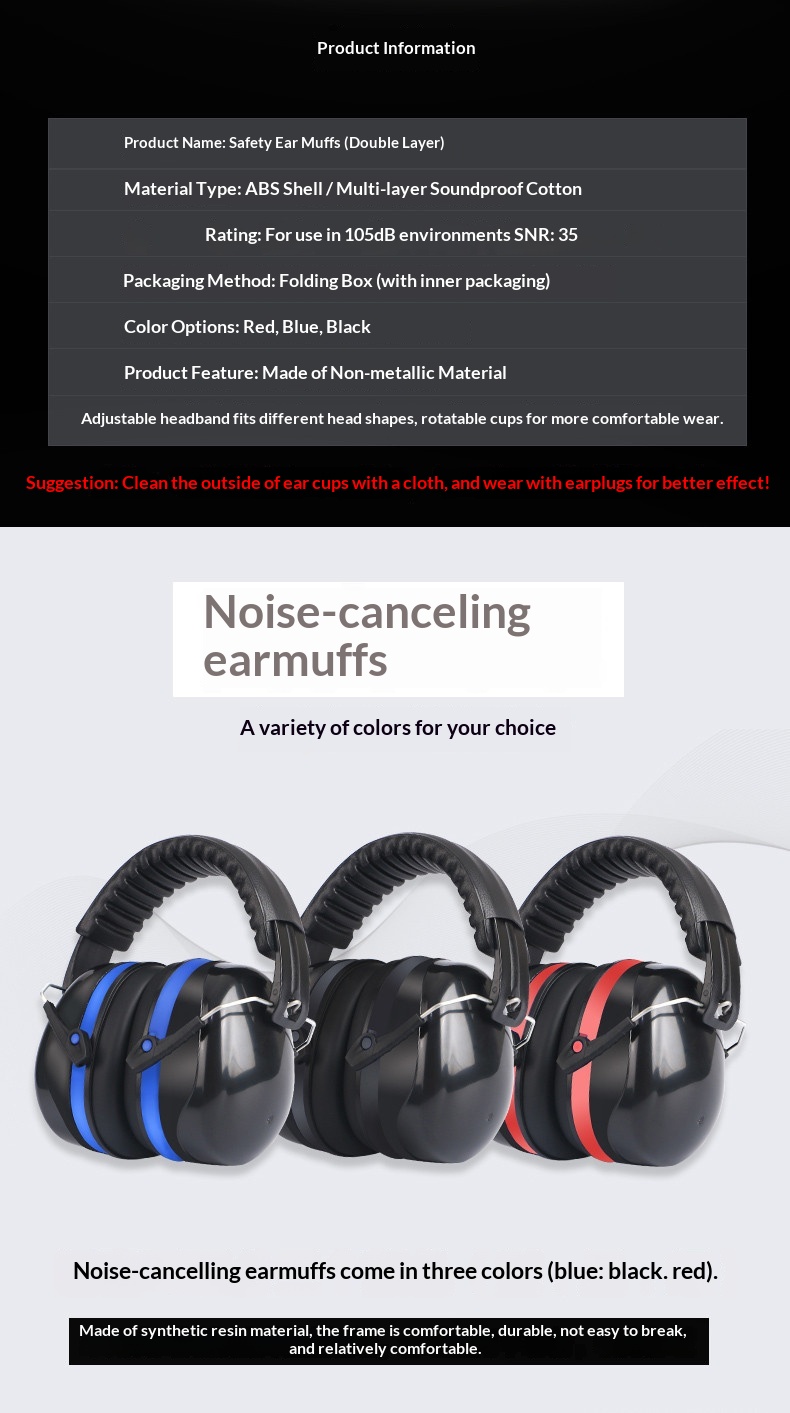 Deluxe Enhanced Earmuff-Style Soundproof Earmuffs, with Labor Protection Function, Suitable for Factory Noise Reduction supplier