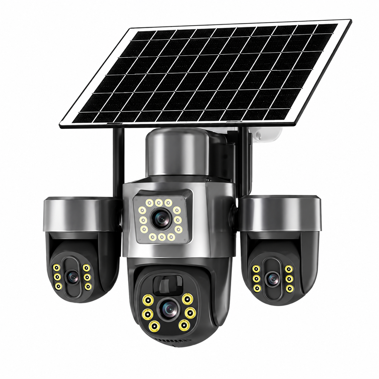 Solar Triple Lens PTZ Security Camera Wireless 4G 3 Screen HD Full Color Night Vision