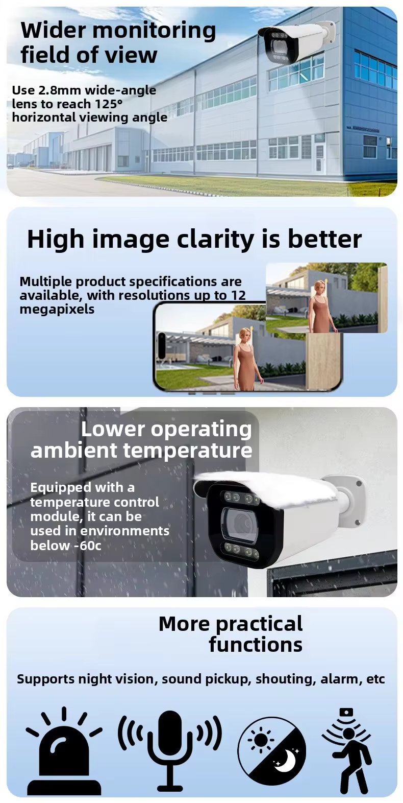 5MP Indoor Outdoor Rainproof Smart Security Camera with Full Color Night Vision & Alarm Alerts supplier