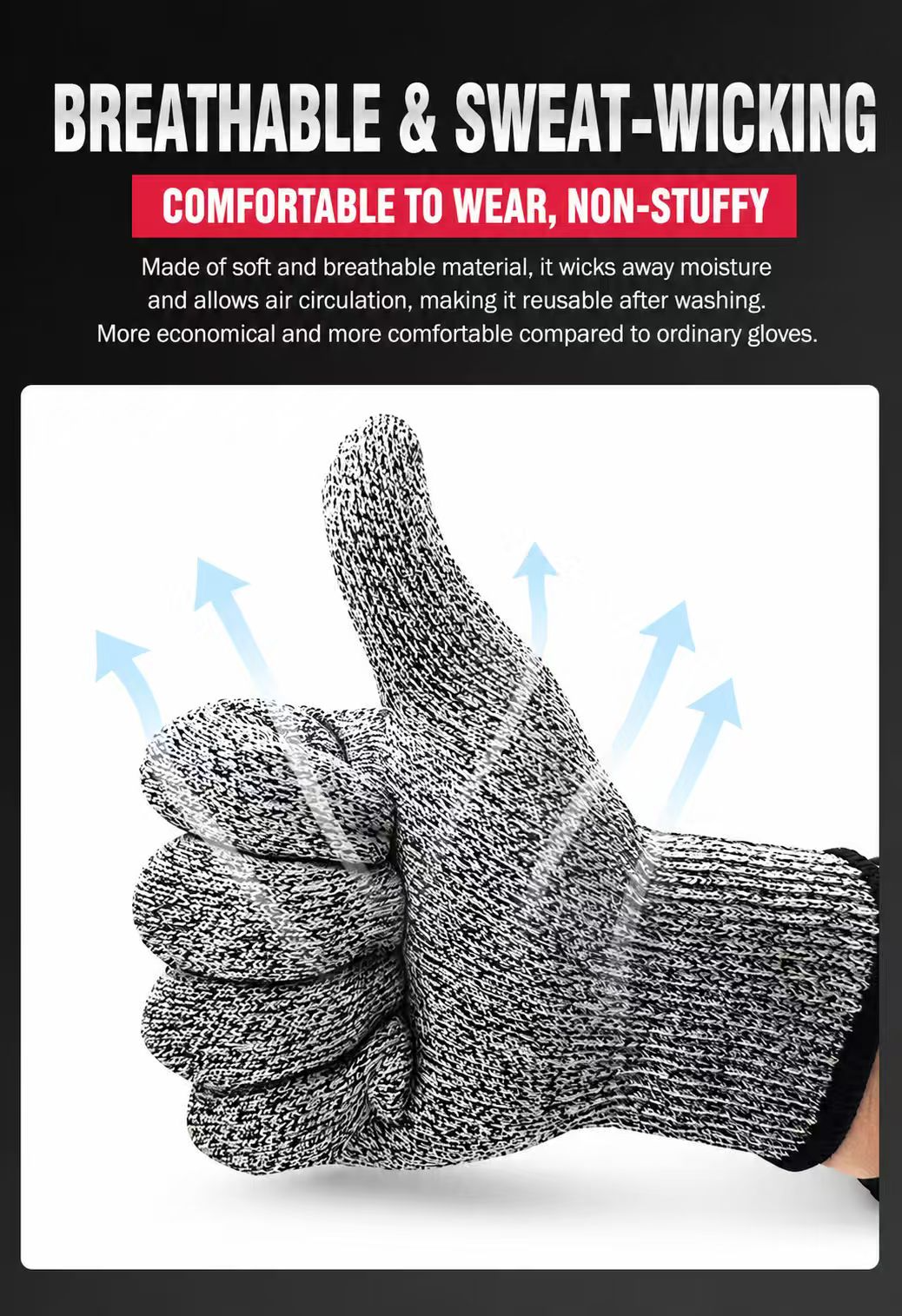 Cut-resistant gloves, suitable for food-grade and kitchen safety, customizable logo, OEM, cheap wholesale, work safety gloves details