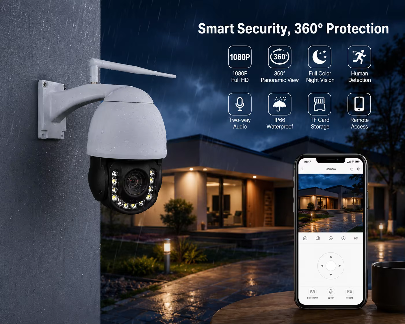 4G Wireless PTZ Security Camera 2MP 5X Zoom Outdoor 360° WiFi CCTV Camera with Night Vision factory