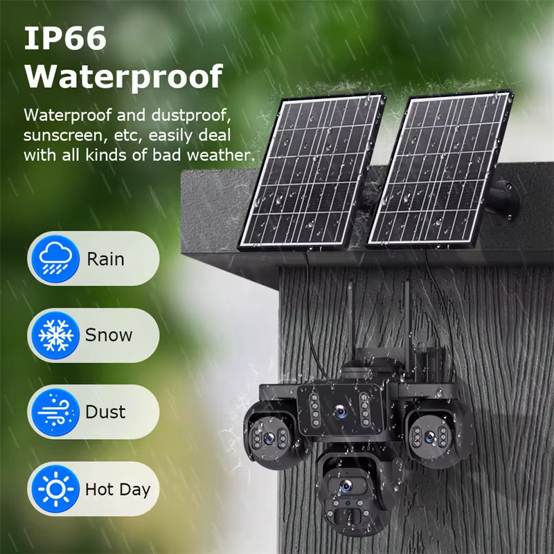 New AOV Four-Eye Solar-Powered HD Four-View 20MP Outdoor Night-Vision Camera Alarm Voice Intercom