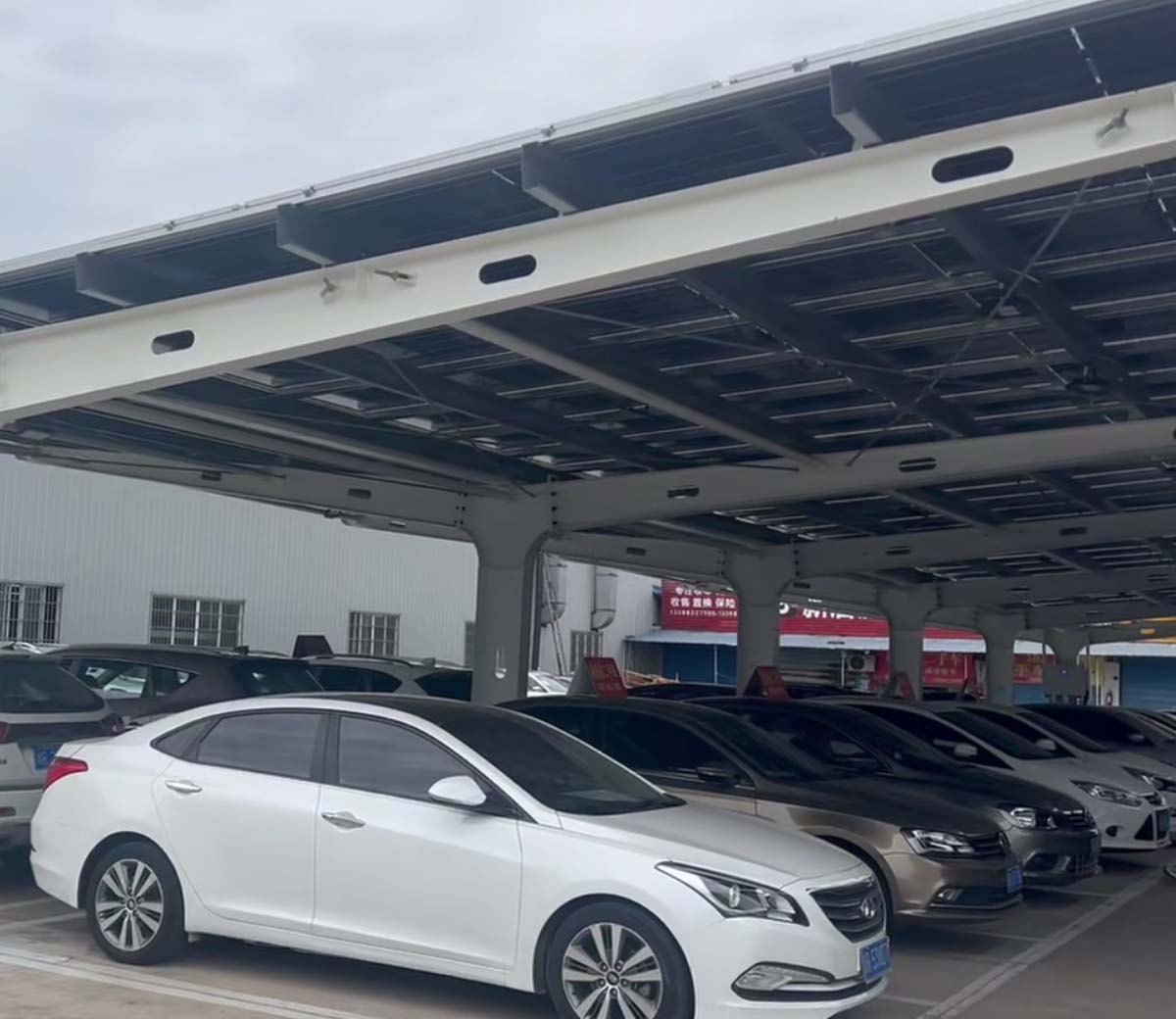 Solar carport case:Nanchong Used Car Market Solar Carport Project, Sichuan, China