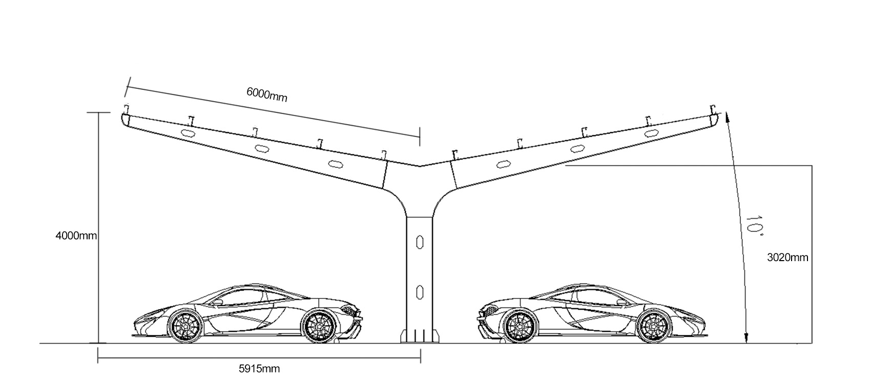 solar panel carport support structure