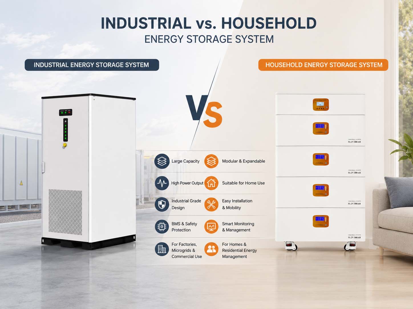 The differences between Residential Energy Storage systems and industrial energy storage systems