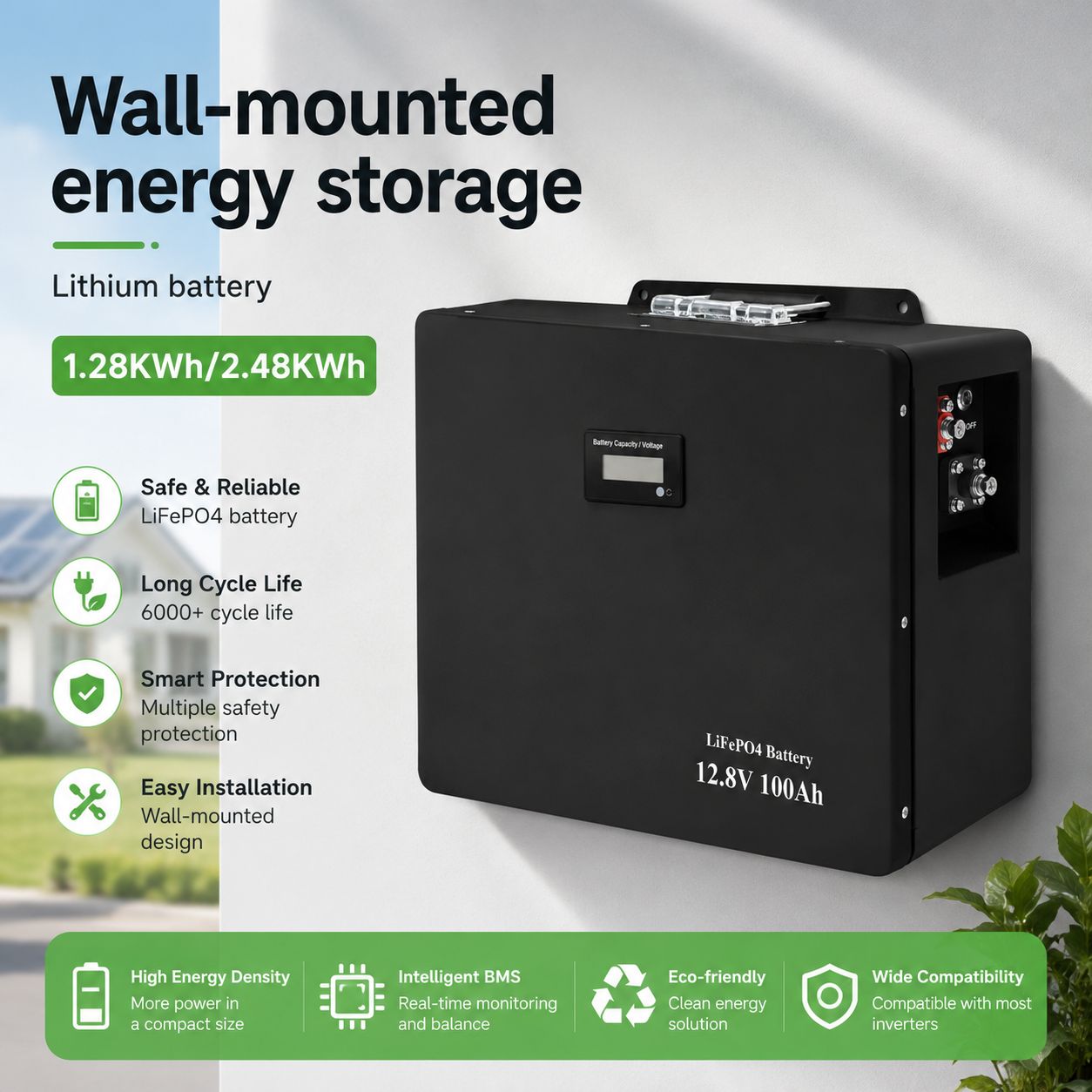 All-in-One Solar Energy Storage System Wall Mounted | LiFePO4 2kWh-4kWh