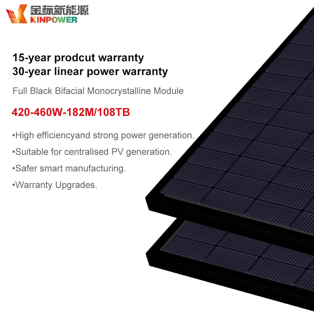 plně černý bifaciální monokrystalický modul 420–460 W, 182R/96TB
