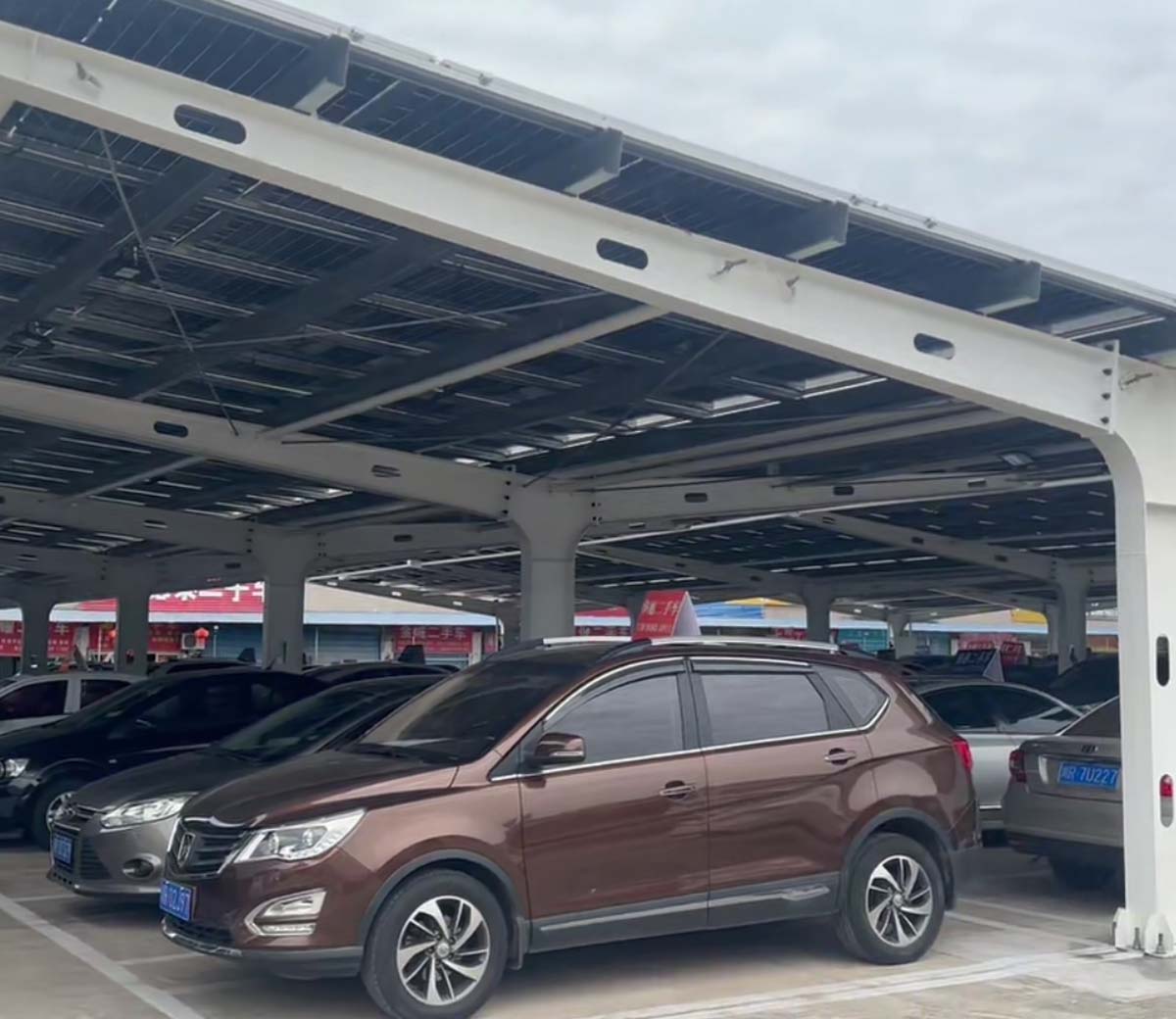 Solar carport case:Nanchong Used Car Market Solar Carport Project, Sichuan, China